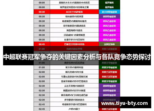 中超联赛冠军争夺的关键因素分析与各队竞争态势探讨